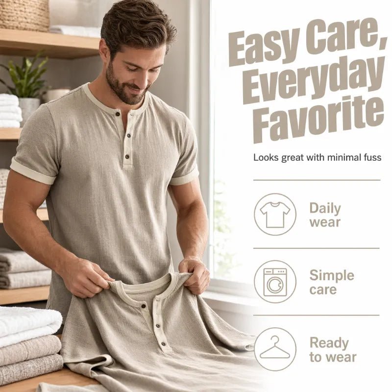 ⌛Limited Time Offer – Men’s Breathable Short Sleeve Henley Shirt