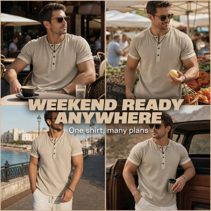 ⌛Limited Time Offer – Men’s Breathable Short Sleeve Henley Shirt