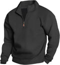 Mens Sweaters Pullover Sweater Casual Athletic Long Sleeve Quarter Zipper Stand Collar Sweatshirt
