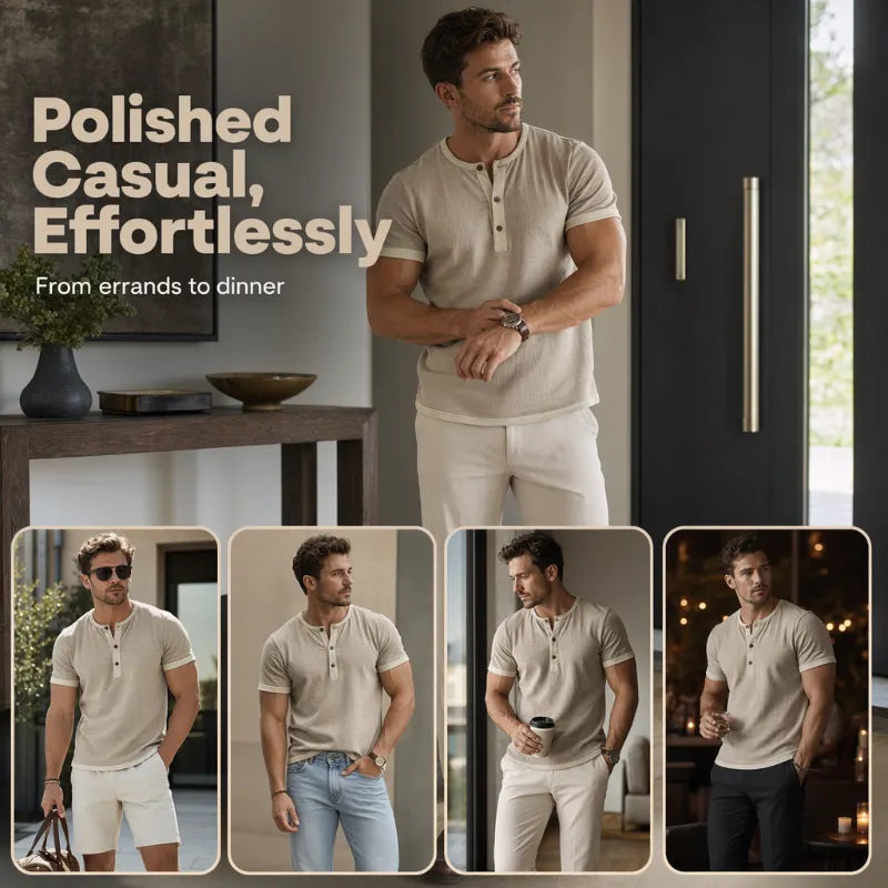 ⌛Limited Time Offer – Men’s Breathable Short Sleeve Henley Shirt