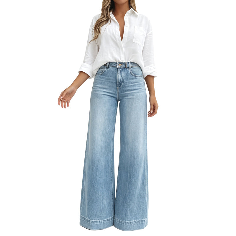 Longer-Looking Legs, Easy Comfort | Women's Vintage High-Waisted Wide-Leg Jeans